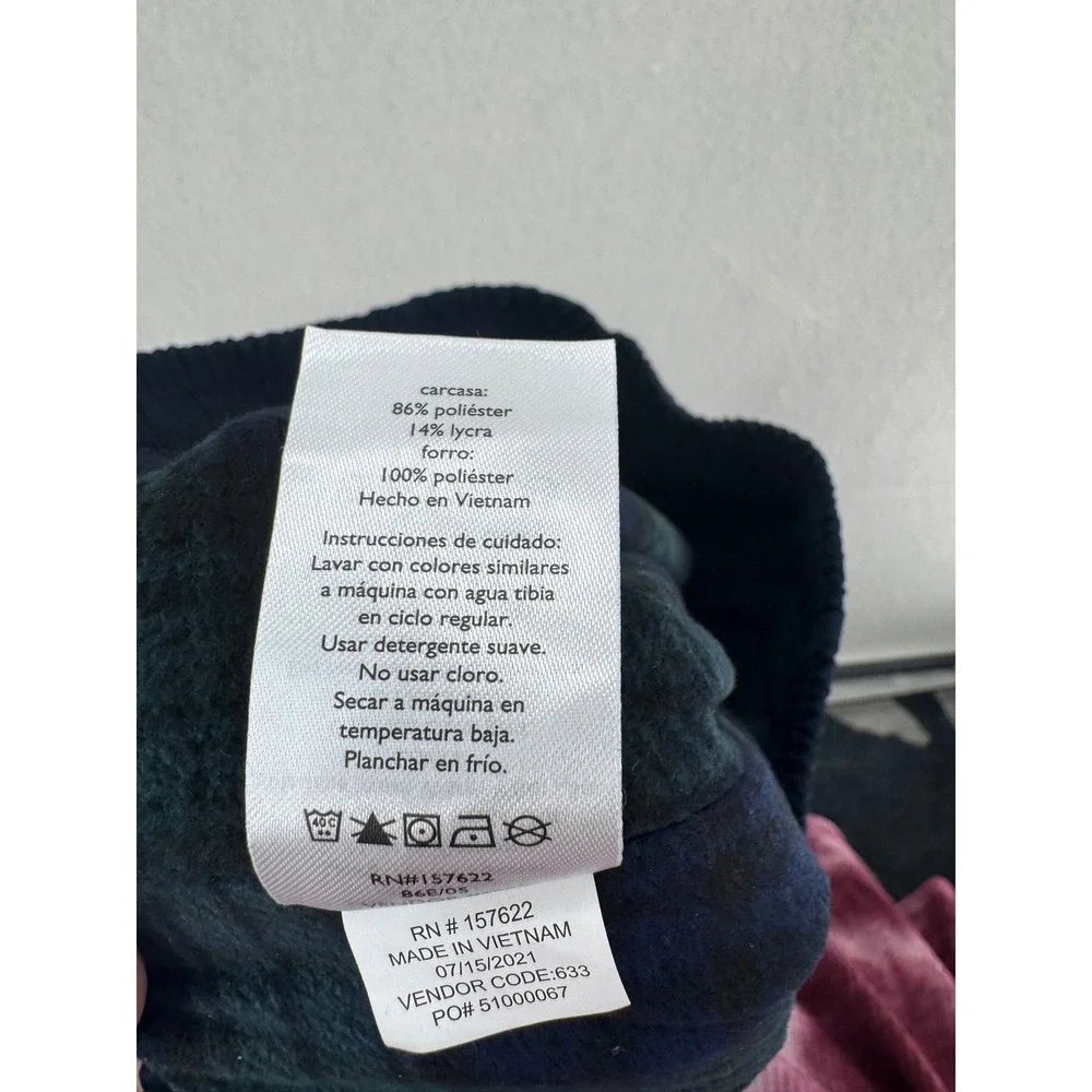 Eddie Bauer Fleece Lined Cargo Joggers Navy Blue Womens 10 Hiking Pants Plaid